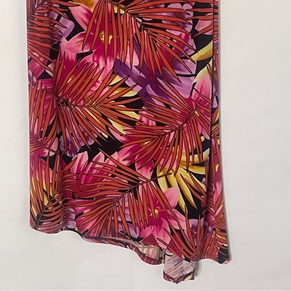 West End tropical slinky stretch midi skirt women’s Size L tropical asymetrical - Picture 7 of 11